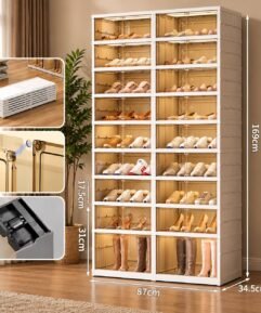 4-Row Foldable Plastic Shoe Storage Cabinet