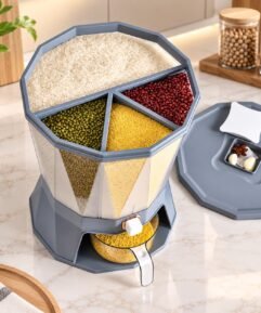 4-Compartment Rotating Rice & Grain Storage Dispenser
