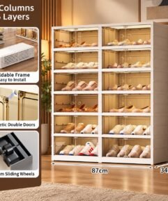 4-Row 6-Layer Foldable Plastic Shoe Cabinet