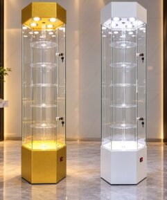 LED Rotating Transparent Display Cabinet
